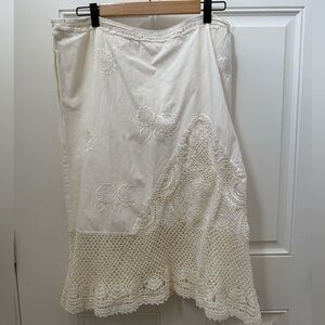 Elegant Cream Cotton Crochet Lace Skirt